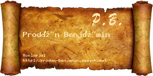Prodán Benjámin névjegykártya